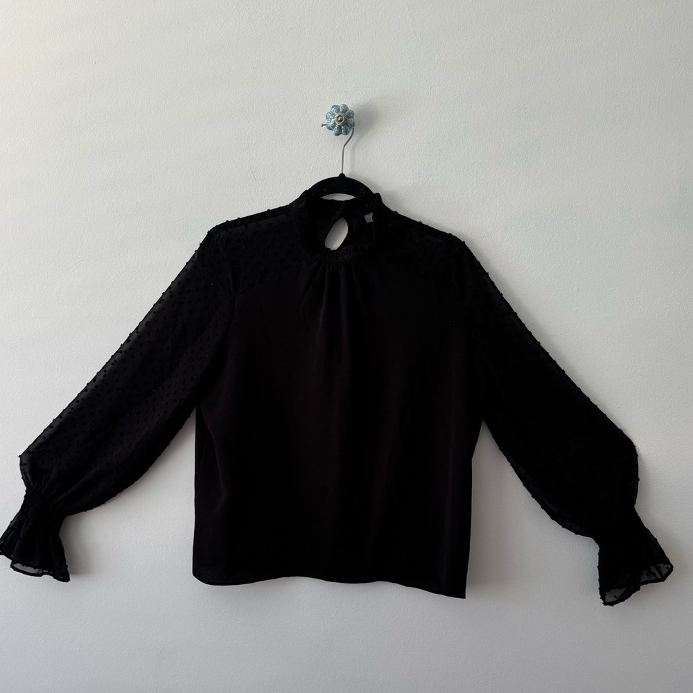 Primark Black Blouse with Lace Sleeves